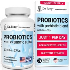 Probiotic 60 Billion CFU Pre and Probiotics Digestive Health 30 Capsules - NEW