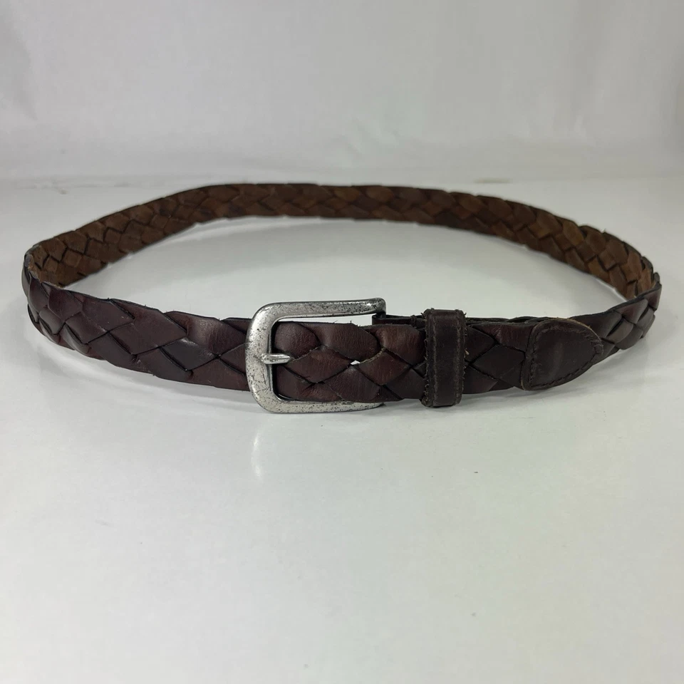 Cinturón de Vestir Dockers Usado Marrón Trenzado Cuero Grano Completo - Talla 36/90 Foto 2 de 4