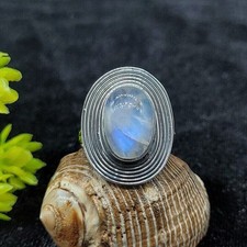Rainbow Moonstone Blue Fire Ring 925Silver Ring for girls Handmade Designer Ring