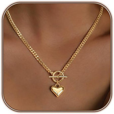 Heart Necklace for Women Gold/Silver Plated Trendy Heart Choker Lover Pendant Hy