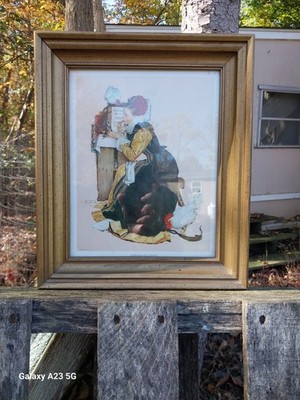 1972 Norman Rockwell Framed Print Lady Putting Makeup On In A Barn Theater! NICE