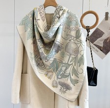 70 Cashmere 30 Silk Wrap Scarf garden Print Double Face Print Shawl 135X135cm