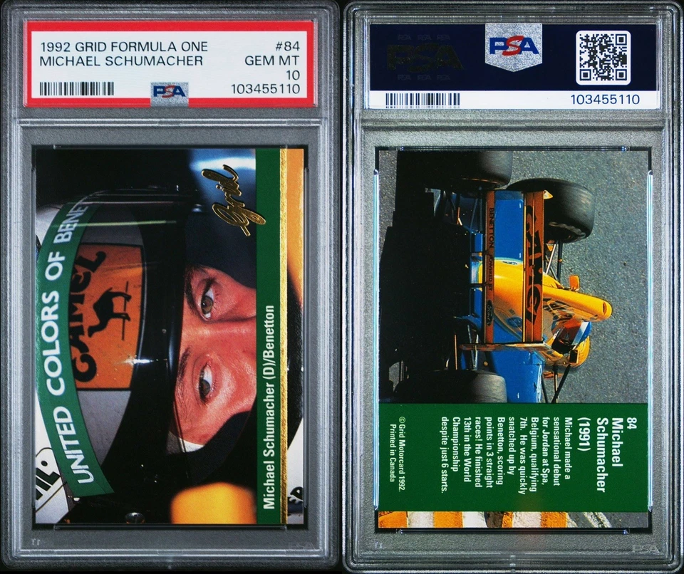 1992 Grid F1 Michael Schumacher RC Rookie Card PSA 10 - Image 3 of 3