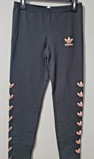 Adidas Girl Tights Black with Pink Trefoil symbols Size Medium