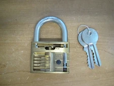 Vintage Walsco by Viro Italy CUTAWAY Display 5 Pin Core Brass Padlock EXCELLENT