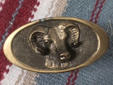 VTG 1976 Adezy Denver Bighorn Sheep Ram Belt Buckle Heavy 3D Brass Bronze West