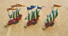Man O'War: Three Metal Empire Wolfships, Games Workshop, Vintage, Painted, VGC