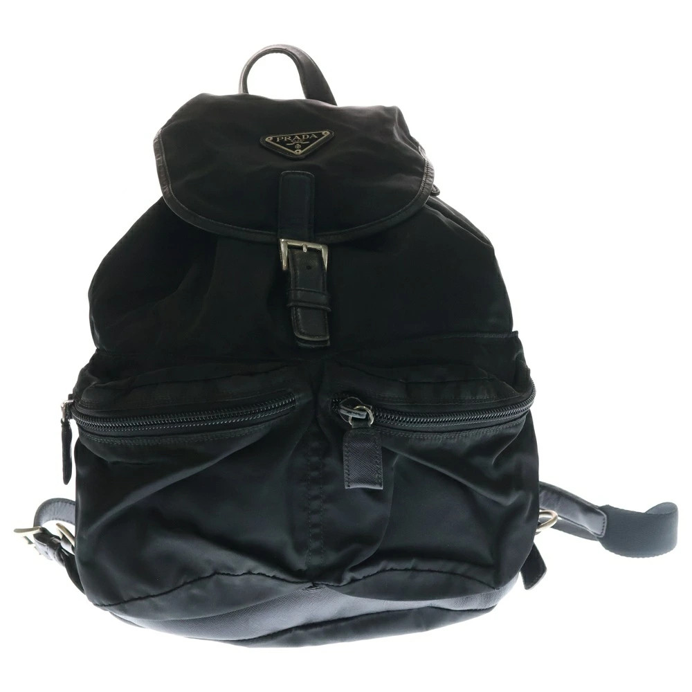 Prada Size - Triangle Logo Rucksack Backpack Blac… - image 1