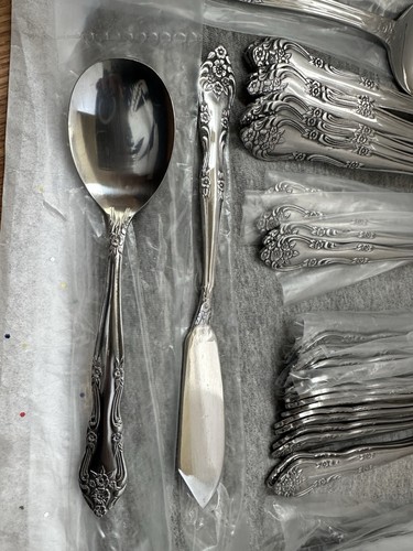 Vintage Korea Rogers Co. DREAM ROSE / ROSE BUD Stainless Flatware Lot Of 50 PCS - Picture 7 of 24