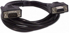 Black DB9 9 Pin Serial / RS232 Male/Female Extension Cable 10 Ft 