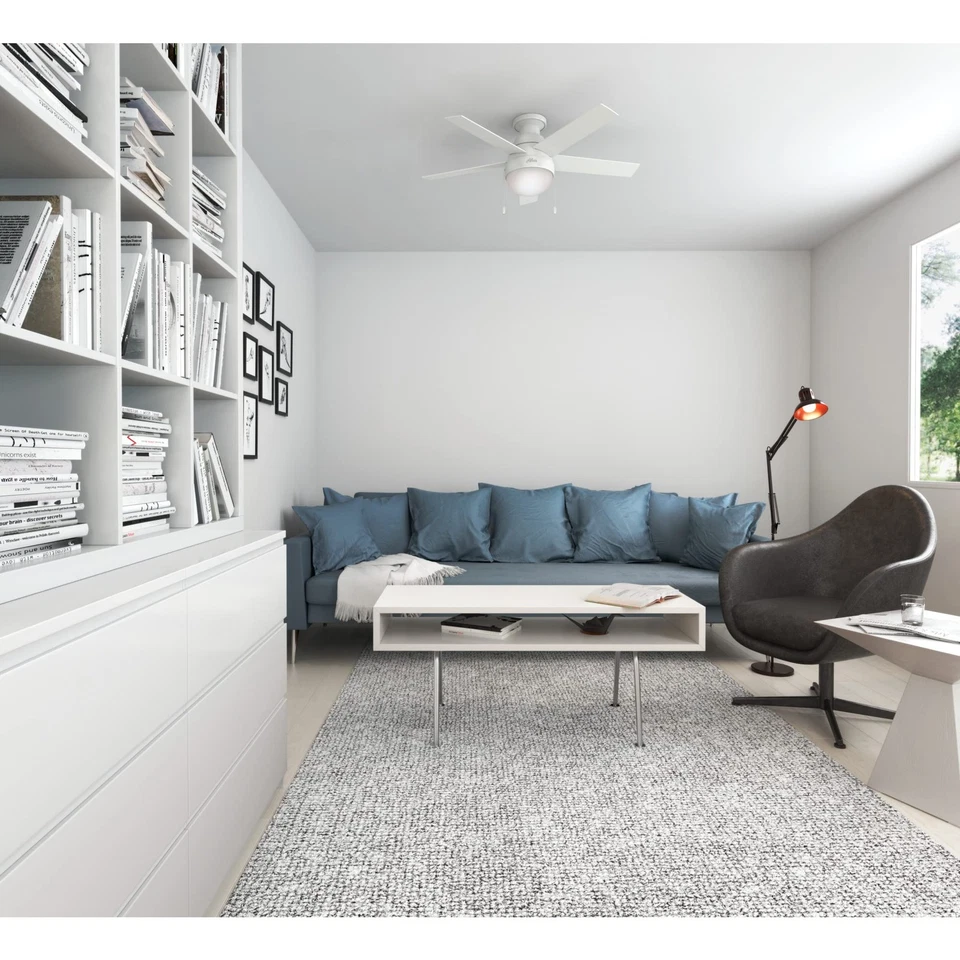 Hunter Anslee 46 Inch Modern Ceiling Fan with LED Light and Pull Chain Control - Image 4 of 4