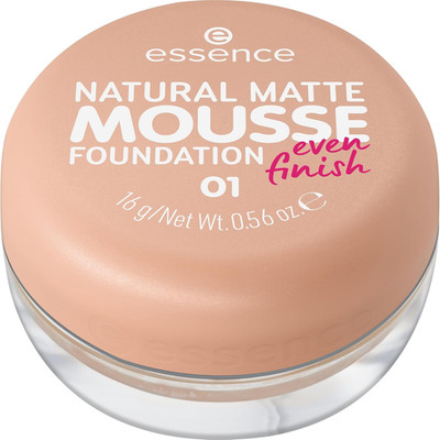 Essence NATURAL MATTE MOUSSE FOUNDATION, Nr. 01, Nude, Mattierend, Abdeckend, Ex