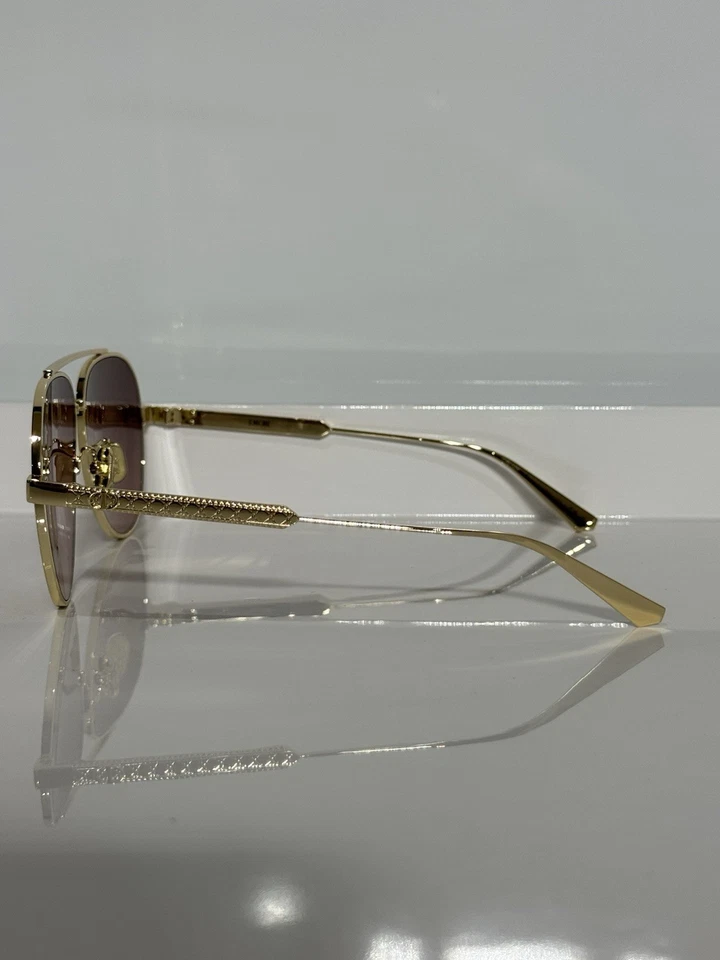 Gafas de sol Dior Cannage AIU B0G2 oro brillante aviador metal para mujer púrpura/rosa Foto 3 de 4