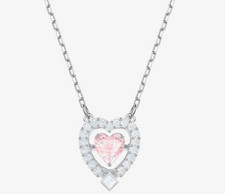 Authentic SWAROVSKI heart necklace silver pink crystal pendant necklace