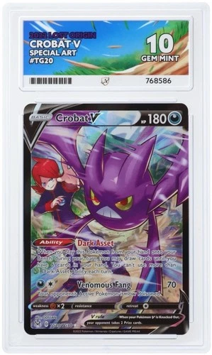 Ace Graded Gem Mint 10 Lost Origin Crobat V TG20 Full Art Pokemon Card