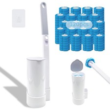 Toilet Brush with 120 Refills, White Toilet Cleaning Brush, Toilet Bowl Brush...