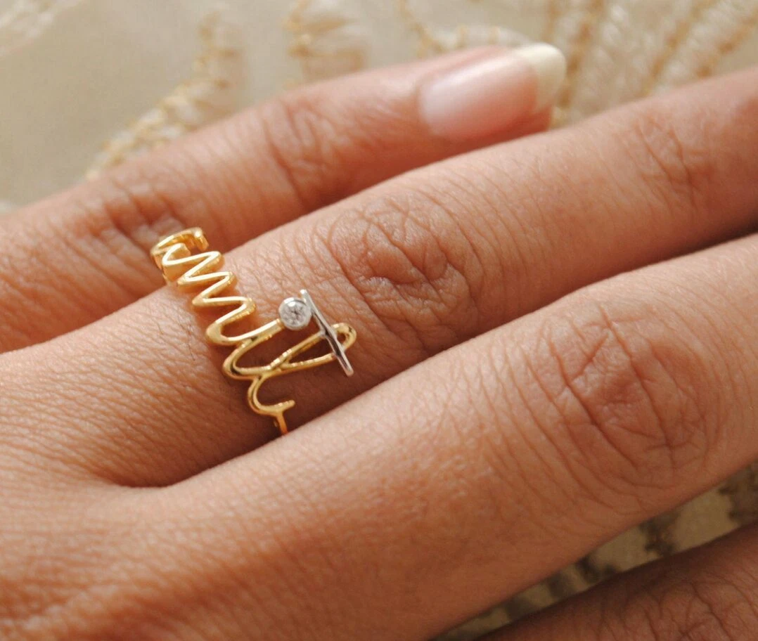 Diamond ring with name sale