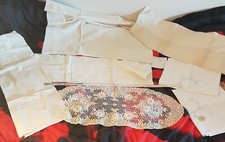 Tischdecken Plauner 7 Teile, Handarbeit u.a. Leinen,  Vintage ca. 1965