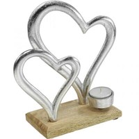 Romantischer Teelichthalter Herzform Aus Metall Und Holz - Dekorative Tischdeko
