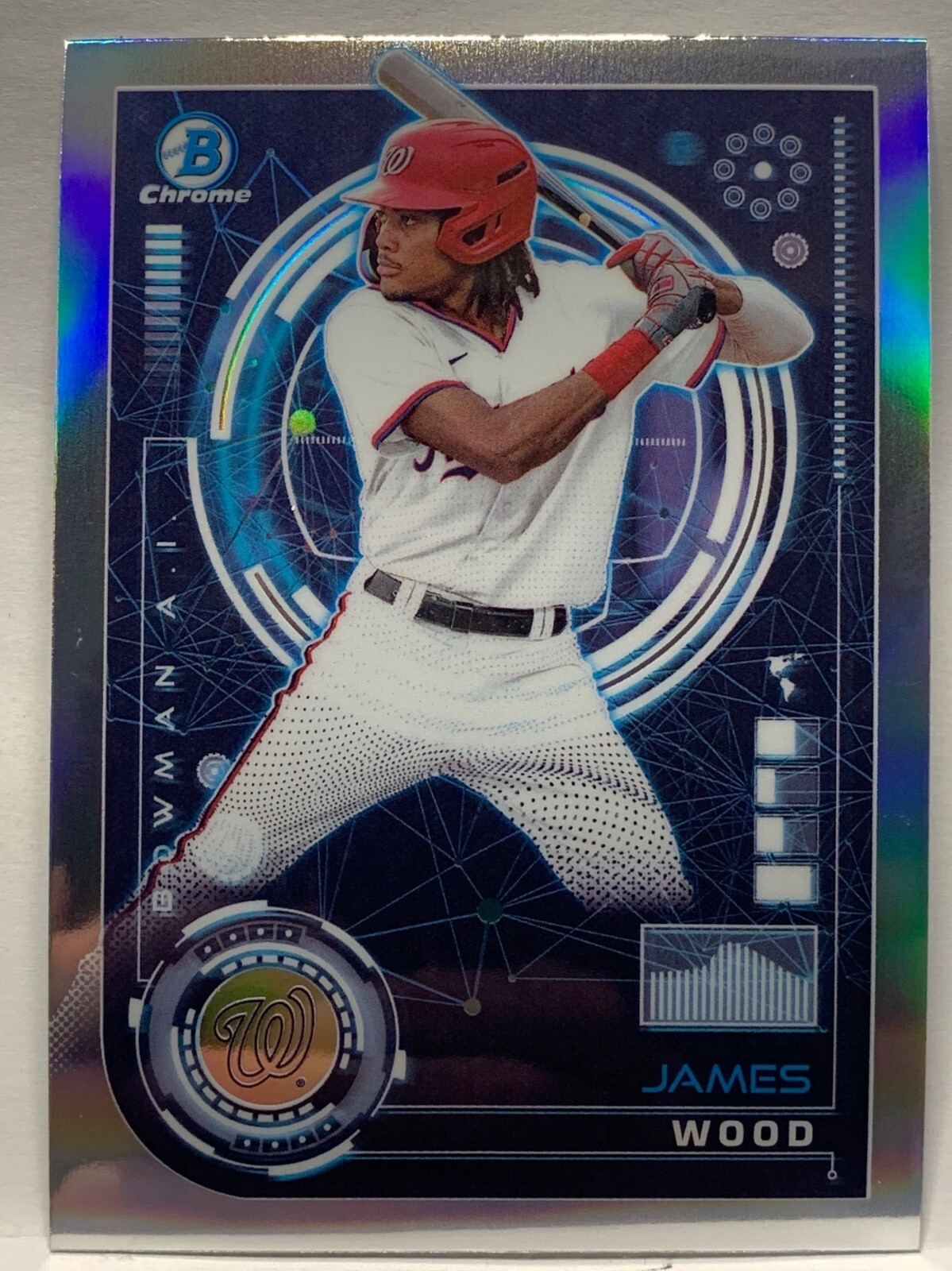 JAMES WOOD 2024 BOWMAN #BAI-17 BOWMAN AI INSERT REFRACTOR WASHINGTON NATIONALS