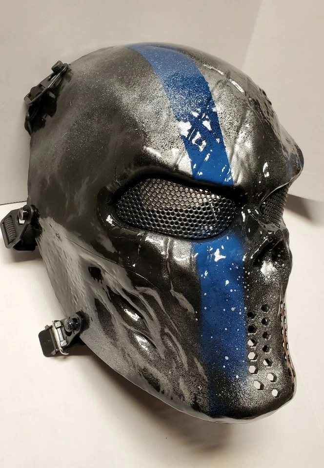 "Thin Blue Line" Airsoft Mask with Mesh USA Seller Custom Painted by an American — 第 4/4 张图片
