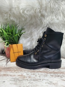 louis vuitton black combat boots