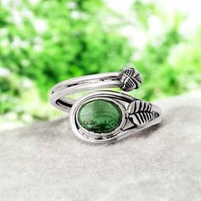 Malachite Solid 925 Sterling Silver Ring Adjustable