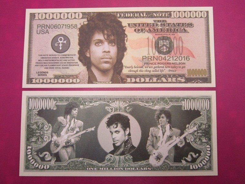 Cool Guitar Musician PRINCE ~ $1,000,000 One Million Dollar Bill: United States
