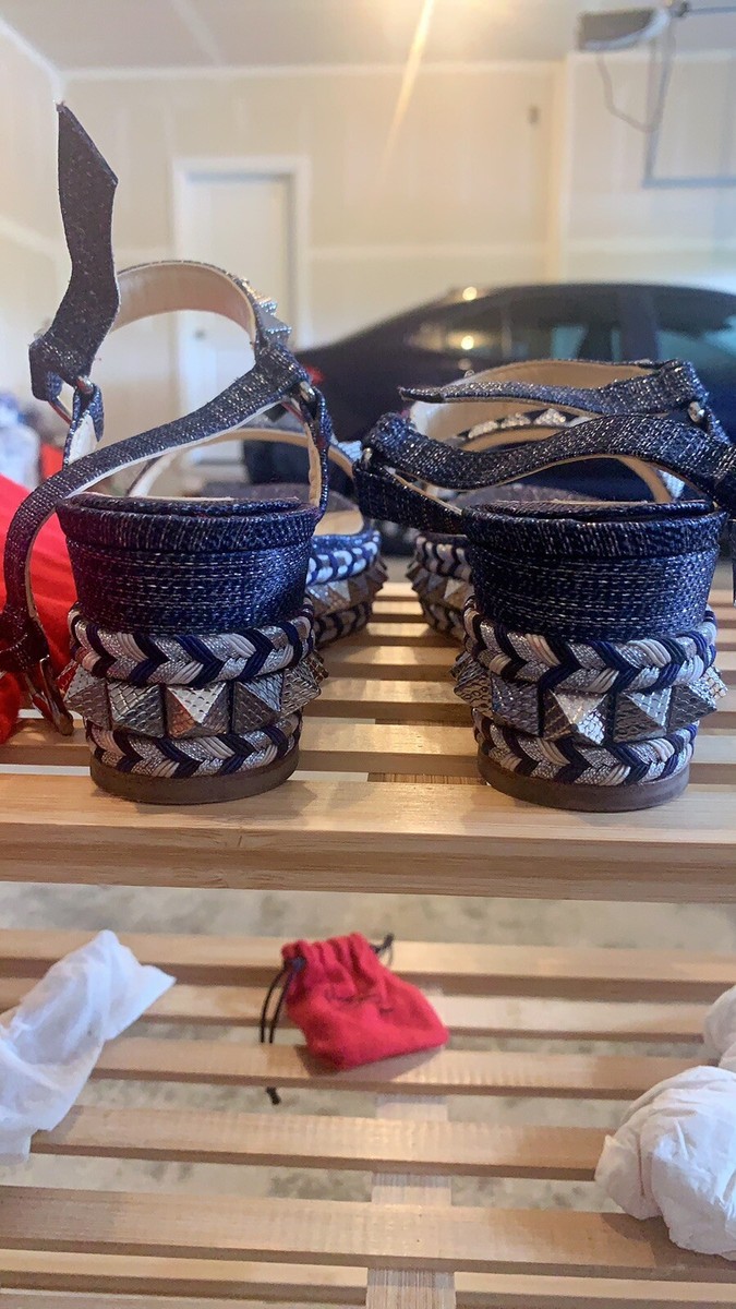 Christian Louboutin ピラクロウ　サンダル(36) Pyraclou - 60 mm エスパドリーユ - パテントレザー - ベージュ