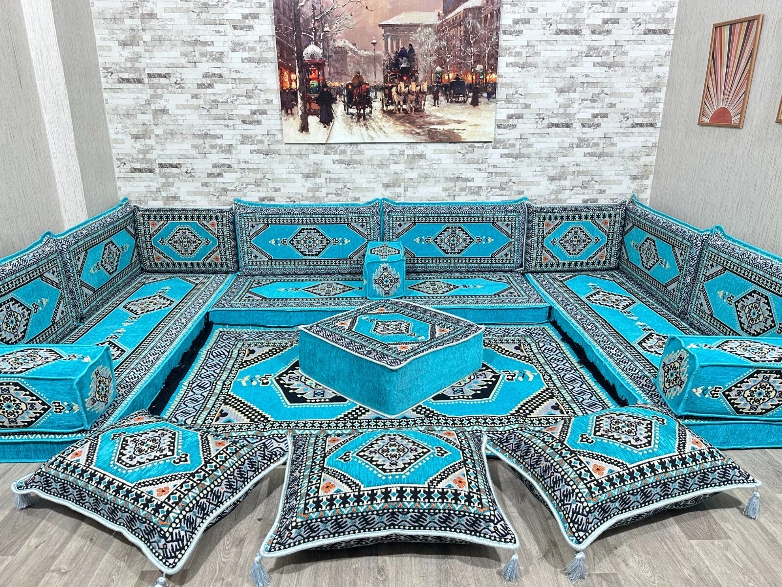 Oriental Seating Area, U Shaped Arabic Corner Majlis, Oriental Sofa