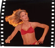 Sandahl Bergman Busty Bare Midriff Bikini Pin up Original 2 1/4 Transparency