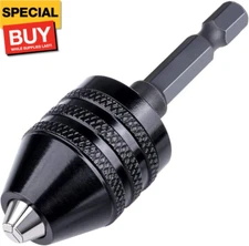 1/4" Keyless Drill Bit Chuck Hex Shank Adapter Converter Quick Change 0.3-6.5mm