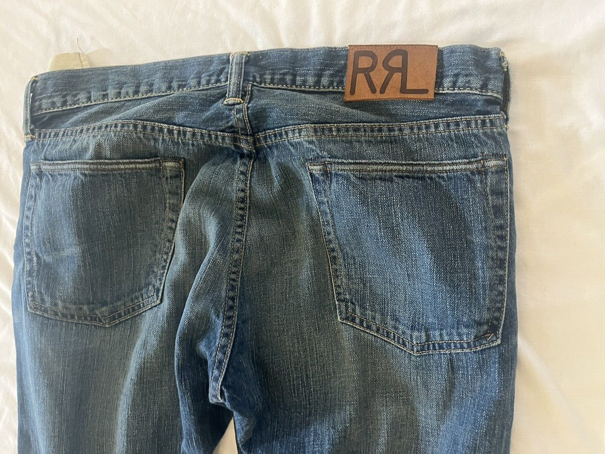 DOUBLE RL ストレートデニム 30x32 ダメージ加工 DOUBLE RL SLIM FIT DENIM 32x32