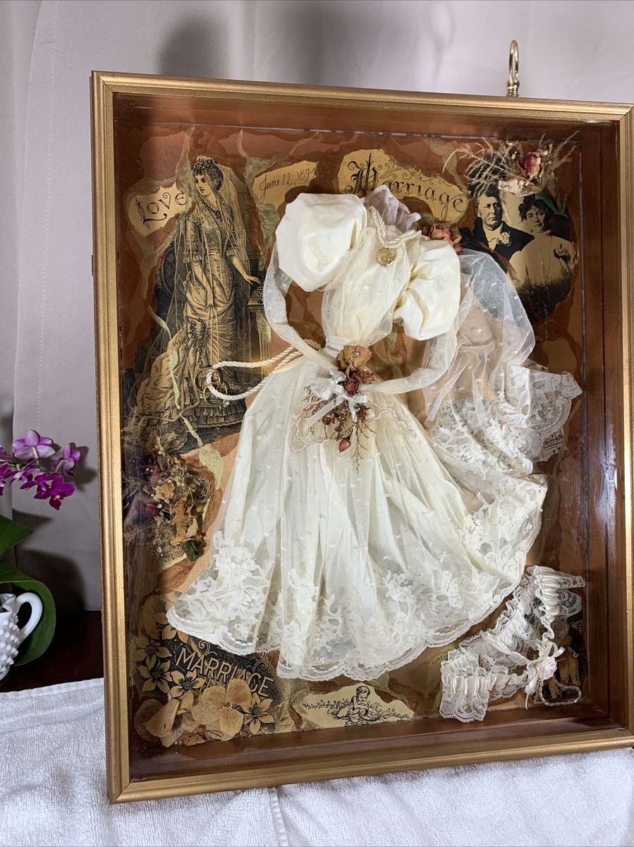 wedding dress shadow box AW Bridal 11x16 Large Display Case, Bridal Shower Gifts, Black Protected by shatter SIGNED Huge Lorella Collections Rare