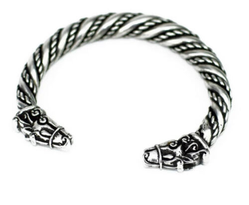 Grand bracelet Viking Nordique Sleipnir Odins tête de cheval couple étain Asgard - Photo 1/2