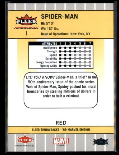 2023 Upper Deck 89 Fleer Marvel Throwbacks Red Complete Set 30 Cards Spider-Man - Picture 12 of 24