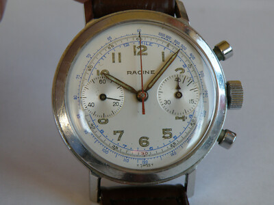 RACINE By GALLET-CHRONO-STAHL-OVERSIZE (37,5 MM)-SCHRAUBGEHÄUSE-VENUS 188-RAR