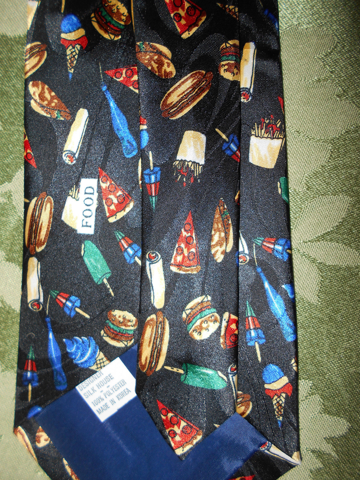 Rogers NECKWEAR BLACK/RED/YELLOW HOT DOG Pizza Fries Popcicles DESIGNER TIE