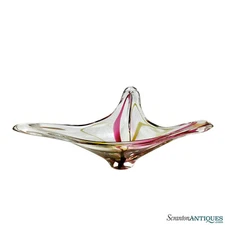 Mid-Century Large Belgian Stretch Art Glass Bowl by Max Verboeket