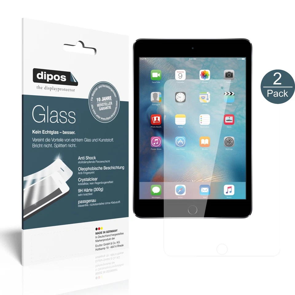 2x Pellicola per Apple iPad Mini 4 Protettiva Protezione Flessibile 9H dipos - Immagine 2 di 4