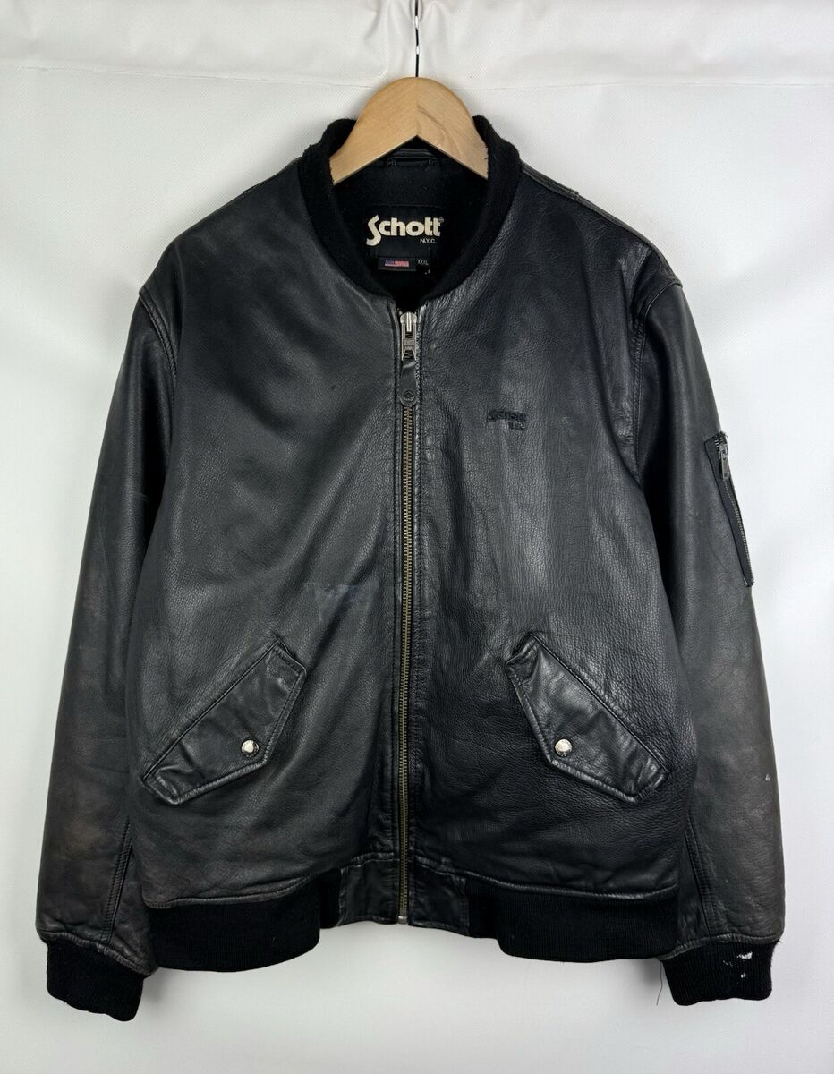 Schott Vintage Men's Cowhide Leather Bomber Jacket Size 3XL Schott Vintage Men's Cowhide Leather Bomber Jacket Size 3XL