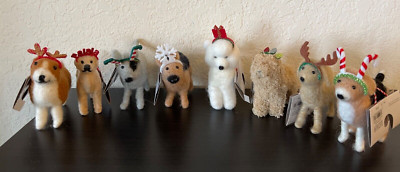 2023 WONDERSHOP Target LOT of 8 DOG with HEADBAND Christmas Ornaments Felt Wool