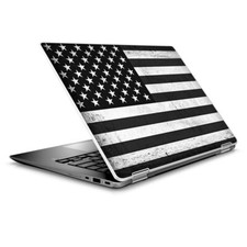 Skin Wrap for 14" HP Chromebook x360, Black White Grunge Flag USA America