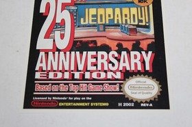 UNUSED Authentic 1990 Nintendo NES Game Vidpro TRU Display Card Jeopardy RARE