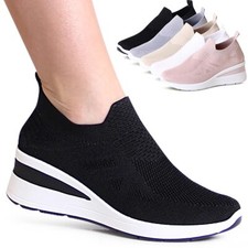 Damenschuhe Keil Sneaker Light Slipper Plateau Keilabsatz Turnschuhe Mesh