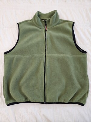 LLBean Men's Size XL Extra Large Full Zip Fleece Vest Green BX7