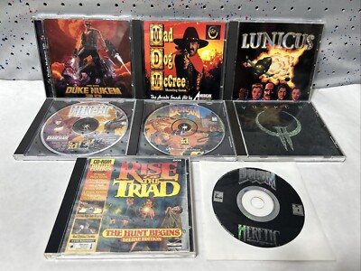 90s PC Shooter Games Lot (8) Doom Heretic Mad Dog Quake 2 Duke Nukem Rise Triad