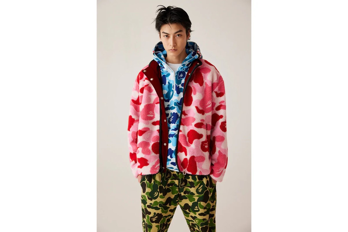 A BATHING APE Men's ABC CAMO BOA RIPSTOP REVERSIBLE JACKET BLUE
