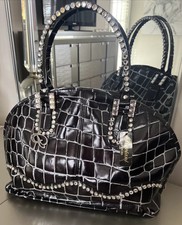 Raviani Purse Doctor Tote $1299 Leather Croc Full Crystal Handles Bling Girl