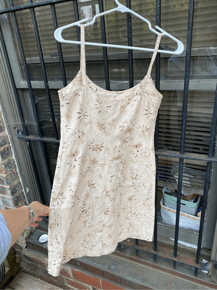 LES COPAINS Tan Flecked Geometric Mini Dress Size US Small - Image 4 of 4